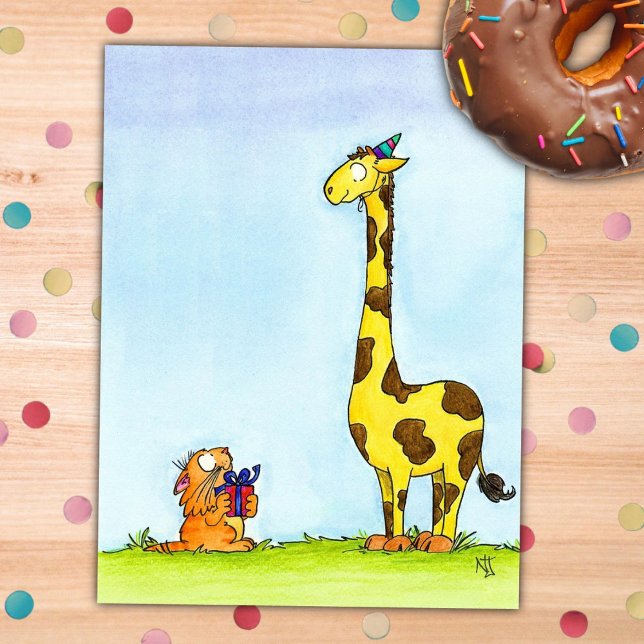 GIRAFFE BIRTHDAY Postkarte von Nicole Janes (Von Creator hochgeladen)