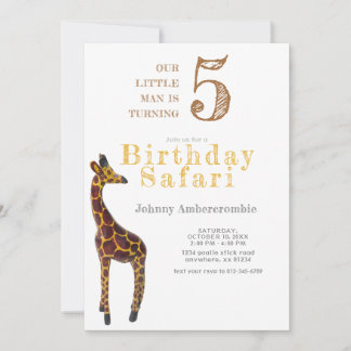 Giraffe Birthday Safari für Junge Einladung