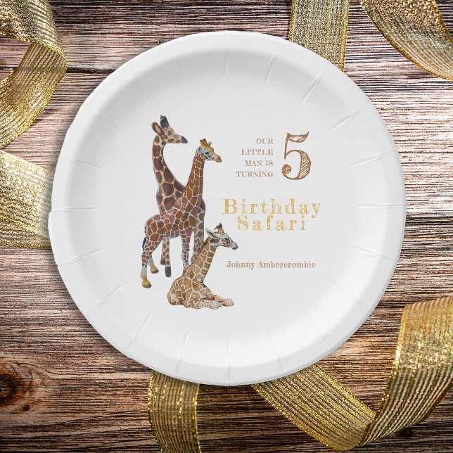 Giraffe Birthday Safari Pappteller (Giraffe birthday safari paper plates)