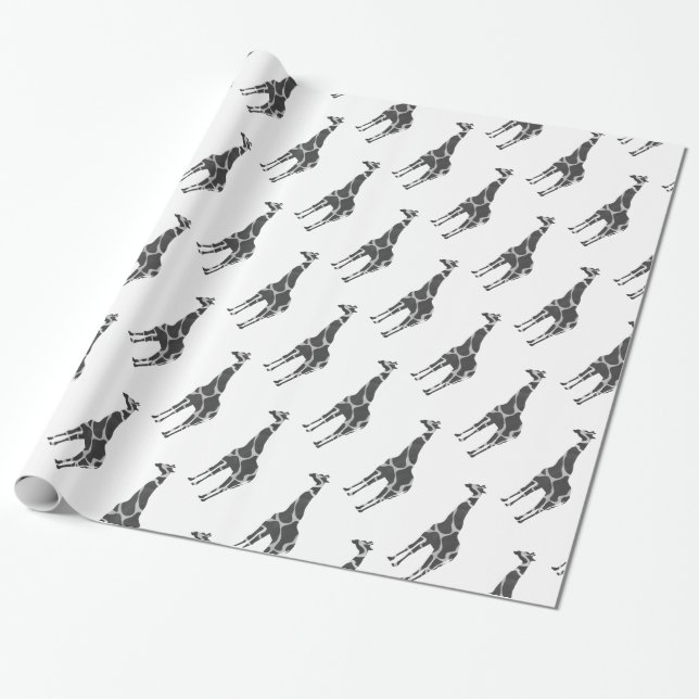 Giraffe Black und Gray Silhoutte Geschenkpapier (Ungerollt)