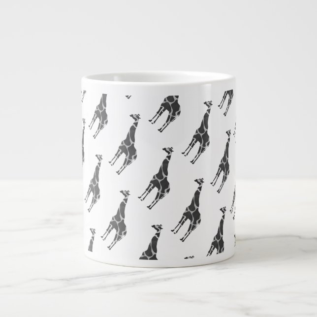 Giraffe Black und Gray Silhoutte Jumbo-Tasse (Vorderseite)