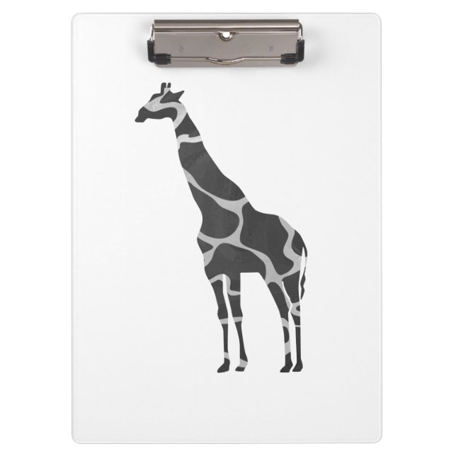 Giraffe Black und Gray Silhoutte Klemmbrett (Vorderseite)