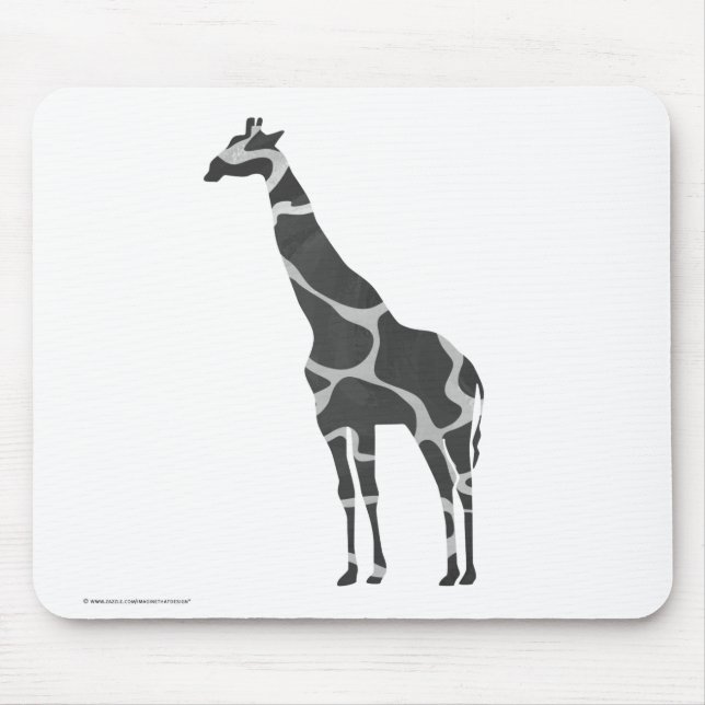 Giraffe Black und Gray Silhoutte Mousepad (Vorne)