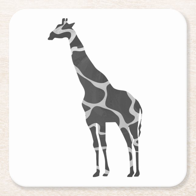 Giraffe Black und Gray Silhoutte Rechteckiger Pappuntersetzer (Vorderseite)
