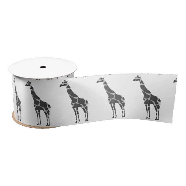Giraffe Black und Gray Silhoutte Satinband (Spule)