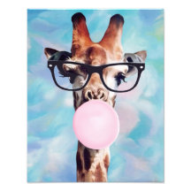 Giraffe Blasen Gum Blau mit dem Titel Hintergrund