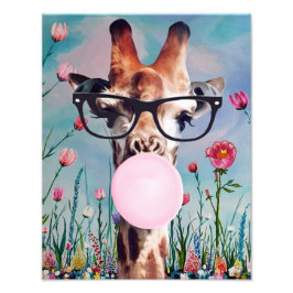 Giraffe Blasen Gum Spring Garden Hintergrund Fotodruck