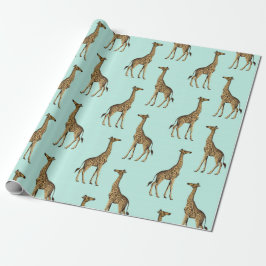 Giraffe Blau und Golden Geschenkpapier