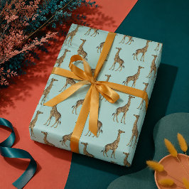 Giraffe Blau und Golden Geschenkpapier