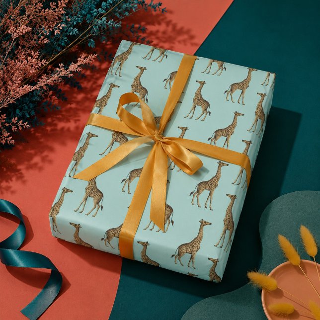 Giraffe Blau und Golden Geschenkpapier (Von Creator hochgeladen)
