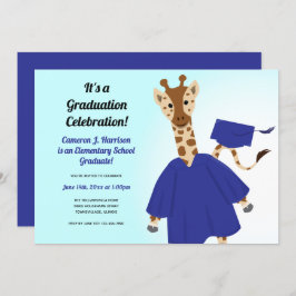 Giraffe Blauer Blauer Kapuze Ziegenkind Abschluss Einladung