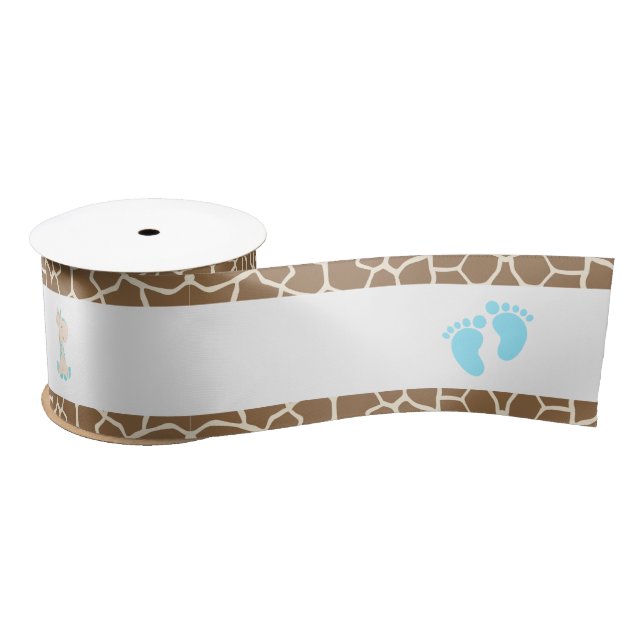 Giraffe Blue Boy Baby Shower Satinband (Spule)