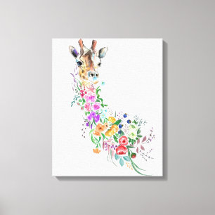 Giraffe-Blumen-Leinwanddruck Leinwanddruck