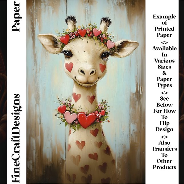 Giraffe, Blumengarland CH8 Scrapbook Paper (Von Creator hochgeladen)