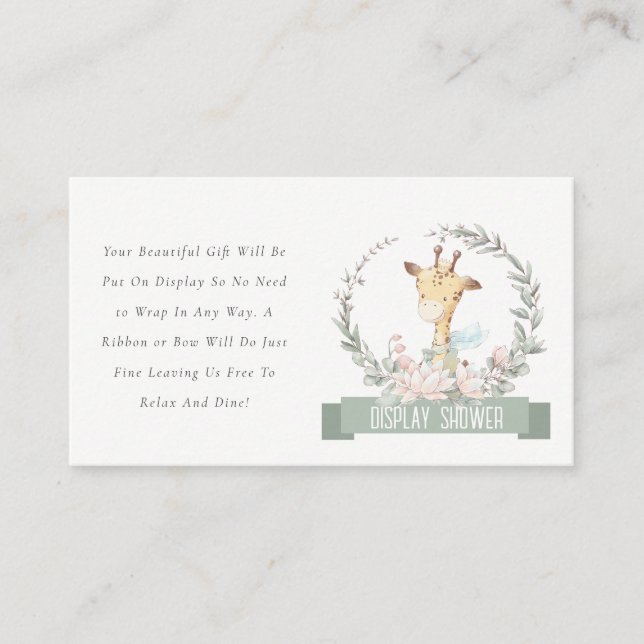 Giraffe Blumenschmuck Dusche Babydusche Begleitkarte (Vorderseite)
