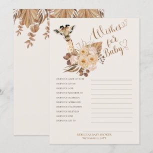 Giraffe Boho Grasses Baby Dusche Wünsche für Baby Einladung