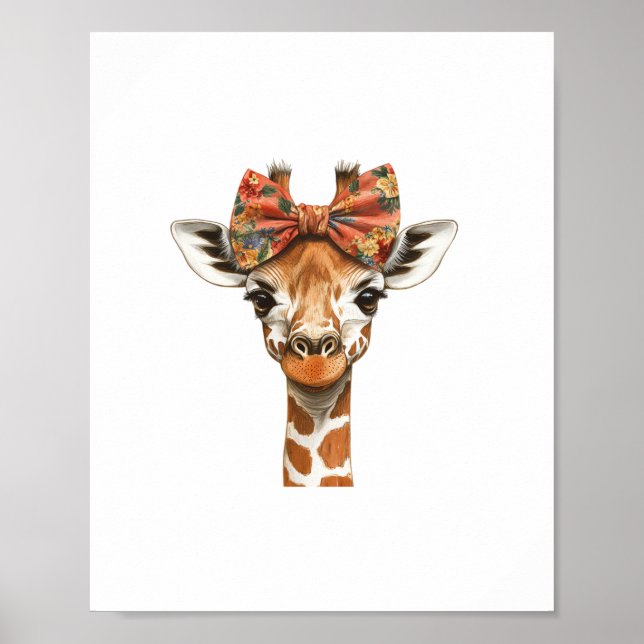Giraffe Boho Wildblume Coquette Bogen Mama Muttert Poster (Vorne)