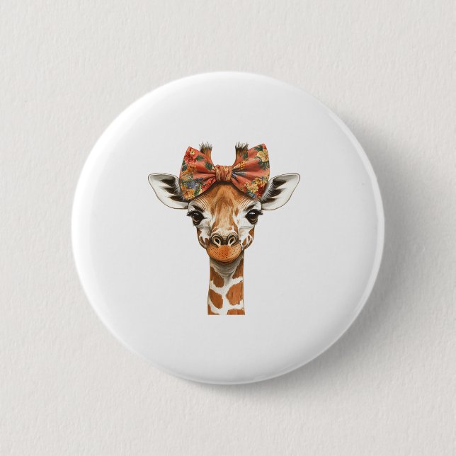 Giraffe Boho Wildblume Coquette Bow Mama Mütter D Button (Vorderseite)