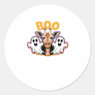 Giraffe Boo Halloween - Lustiges Spuk-Tier Classi Runder Aufkleber