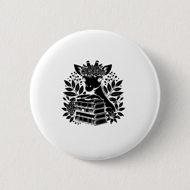 Giraffe Books Bookworm Library Book Reading Biblio Button (Vorderseite)