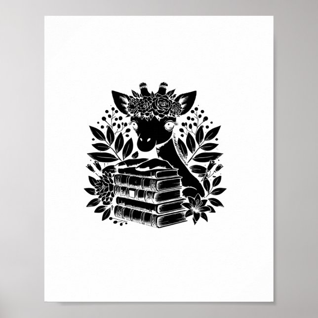 Giraffe Books Bookworm Library Book Reading Biblio Poster (Vorne)