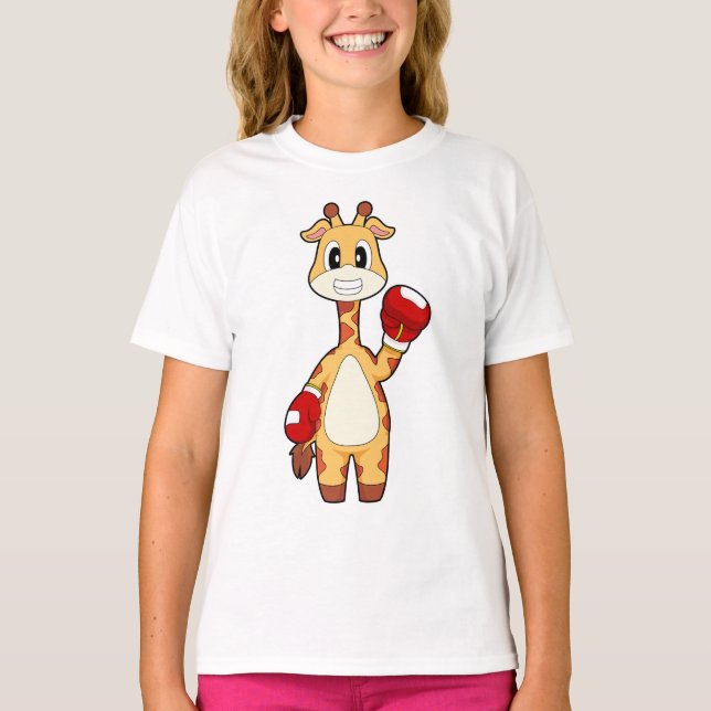 Giraffe Boxer Boxhandschuhe Boxen T-Shirt (Vorderseite)