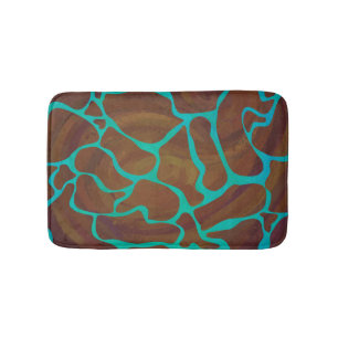 Giraffe, braun und Aquamarin Badematte
