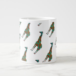 Giraffe, braun und Aquamarin Jumbo-Tasse