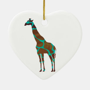 Giraffe, braun und Aquamarin Keramikornament