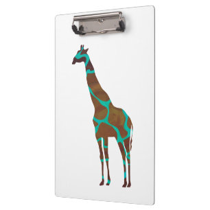 Giraffe, braun und Aquamarin Klemmbrett