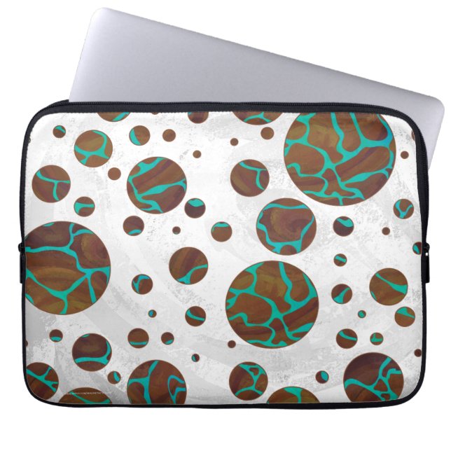 Giraffe, braun und Aquamarin Laptopschutzhülle (Vorderseite)
