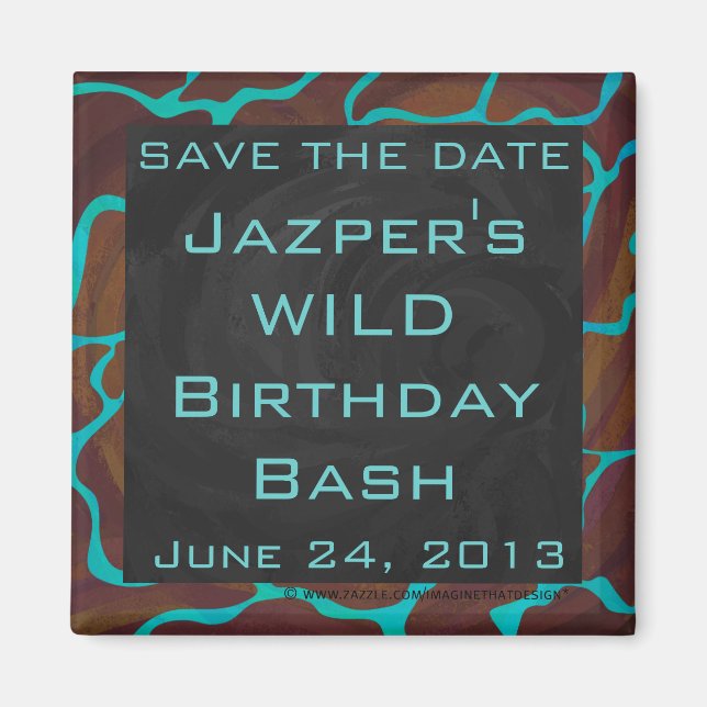 Giraffe, braun und Aquamarin Magnet (Vorne)