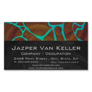 Giraffe, braun und Aquamarin Magnetische Visitenkarte