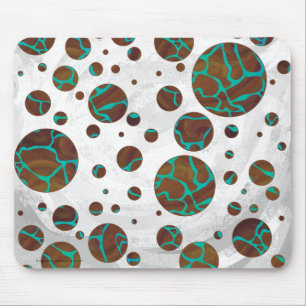 Giraffe, braun und Aquamarin Mousepad