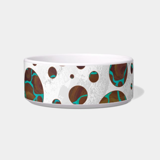 Giraffe, braun und Aquamarin Napf (Rechts)