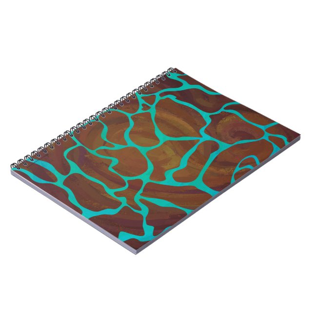 Giraffe, braun und Aquamarin Notizblock (Linke Seite)