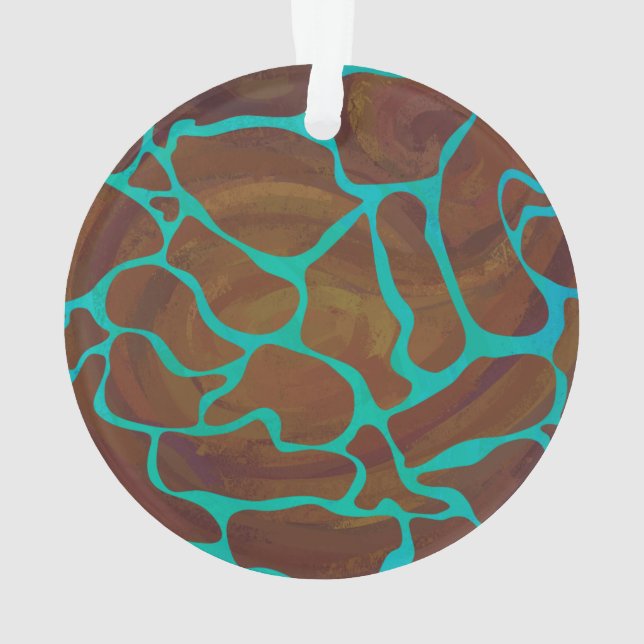 Giraffe, braun und Aquamarin Ornament (Rückseite)