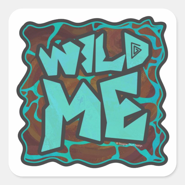 Giraffe, braun und Aquamarin Quadratischer Aufkleber (Vorderseite)