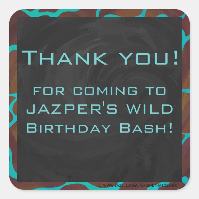 Giraffe, braun und Aquamarin Quadratischer Aufkleber (Vorderseite)