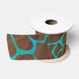 Giraffe, braun und Aquamarin Satinband
