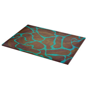 Giraffe, braun und Aquamarin Schneidebrett