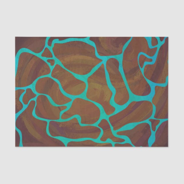 Giraffe, braun und Aquamarin Seidenpapier (Vorderseite)