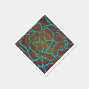 Giraffe, braun und Aquamarin Serviette