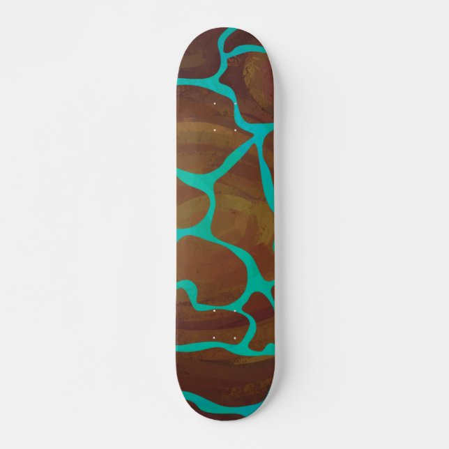 Giraffe, braun und Aquamarin Skateboard (Vorne)