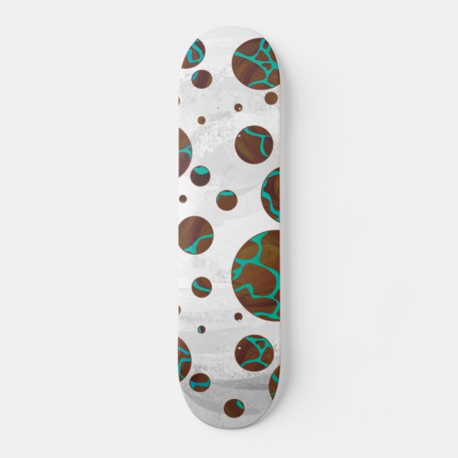 Giraffe, braun und Aquamarin Skateboard (Vorderseite)