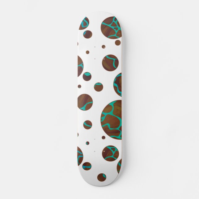 Giraffe, braun und Aquamarin Skateboard (Vorderseite)