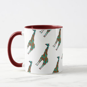 Giraffe, braun und Aquamarin Tasse