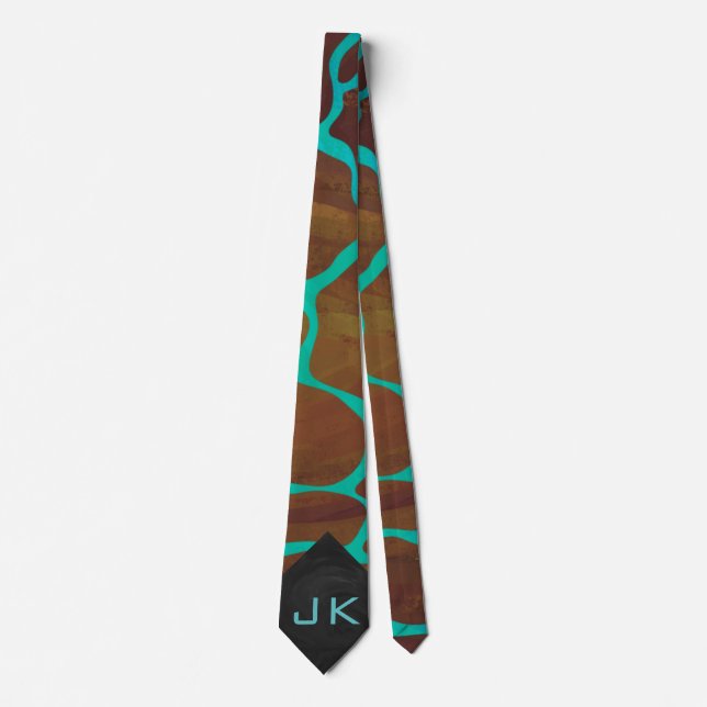 Giraffe Braun und Aquamarine Krawatte (Vorderseite)