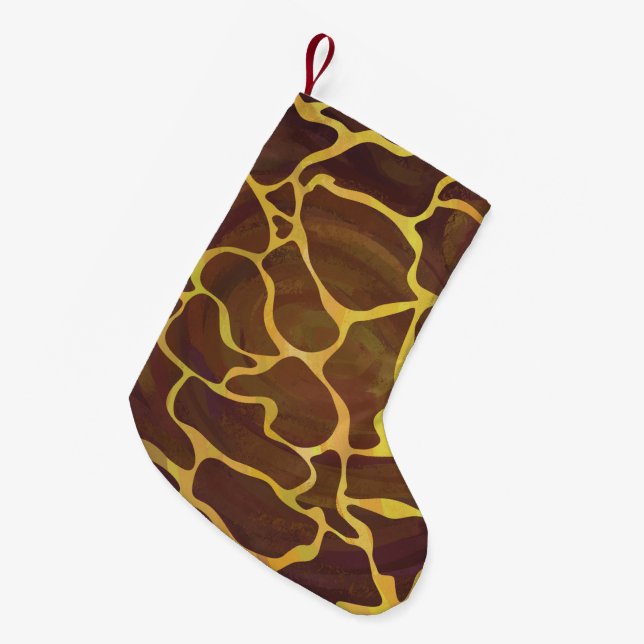 Giraffe, braun und gelb kleiner weihnachtsstrumpf (Vorderansicht (hängend))