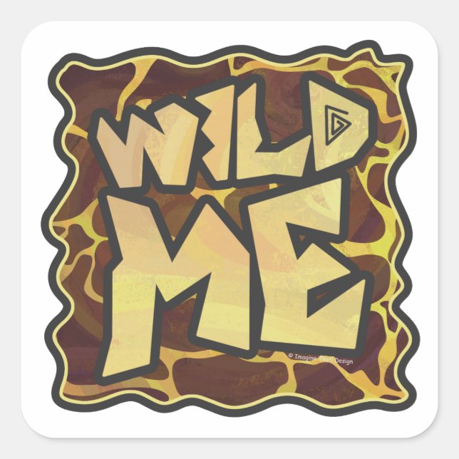 Giraffe, braun und gelb quadratischer aufkleber (Vorderseite)